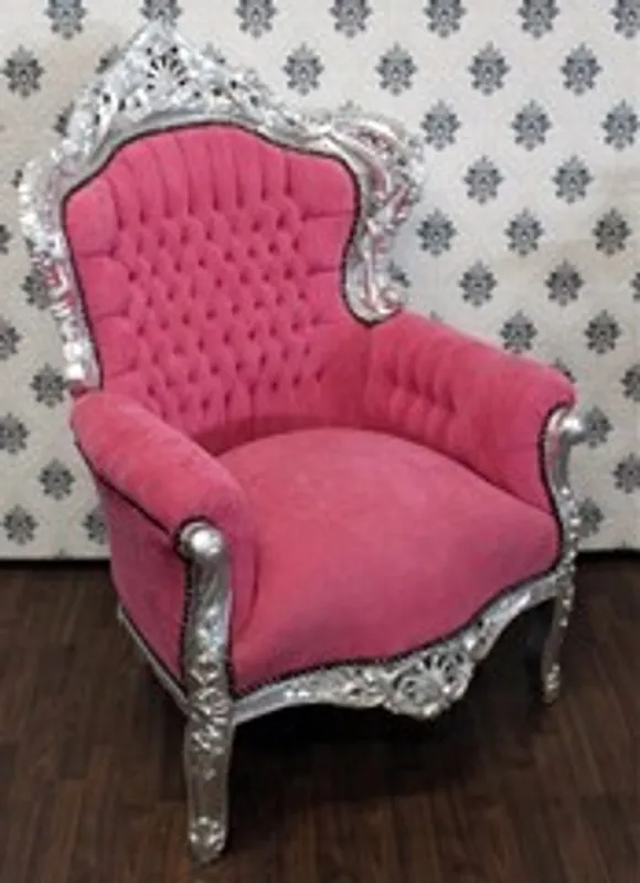 Knallerangebot Casa Padrino Barock Sessel King Rosa/Silber