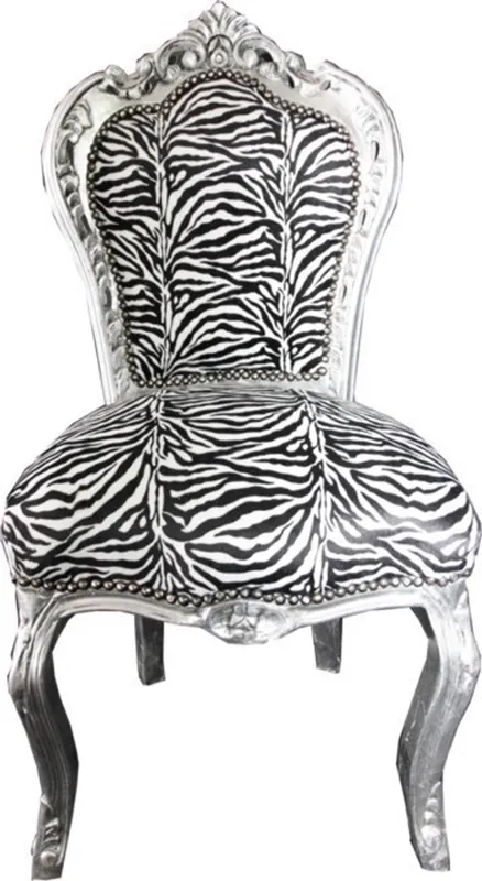 Jetzt Kaufen Casa Padrino Barock Esszimmer Stuhl Zebra / Silber - Möbel - Barockmöbel