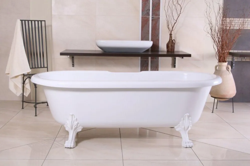 Sonderangebot Freistehende Luxus Badewanne Jugendstil Milano Weiß/Weiß - Barock Badezimmer Badewanne Freistehend