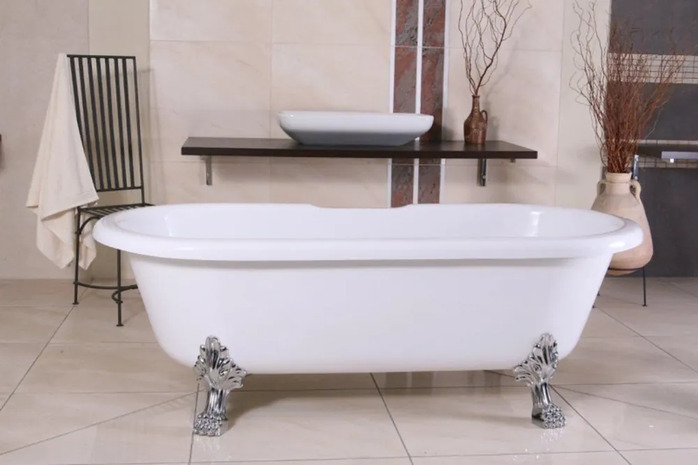 Mega-Angebot Freistehende Luxus Badewanne Jugendstil Milano Weiß/Silber - Barock Badezimmer
