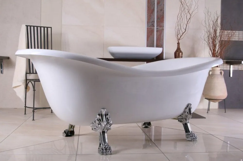 Neue Ware Freistehende Luxus Badewanne Jugendstil Paris Weiß/Silber 1880mm - Barock Badezimmer