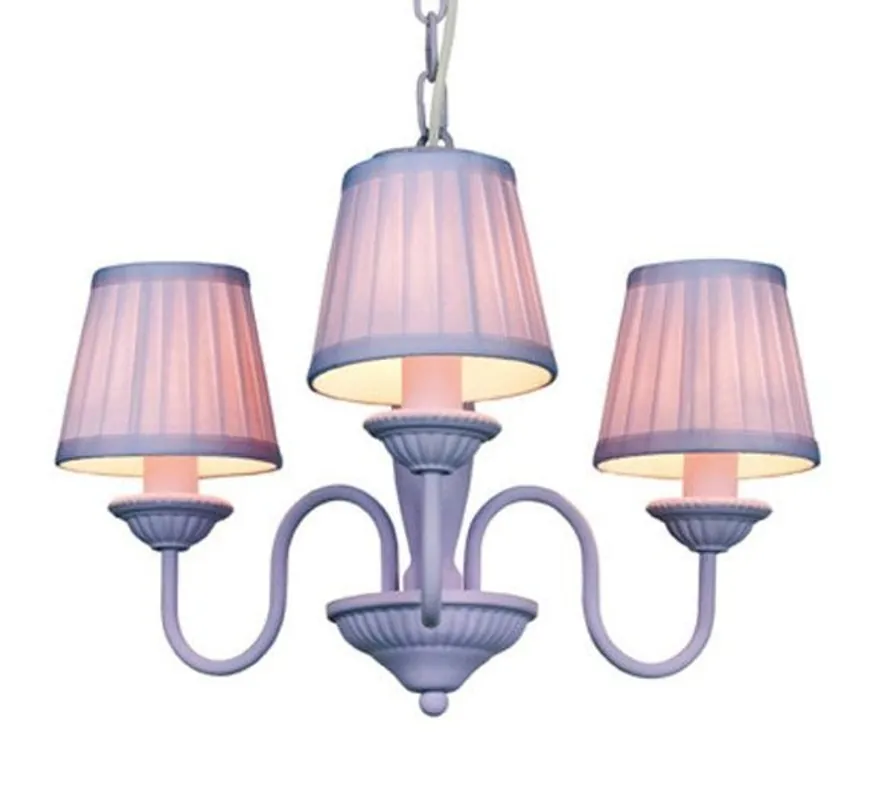 Barock Pendelleuchte mit Plissee-Schirm 3-Flammig, Lila Leuchte Lampe Highlight