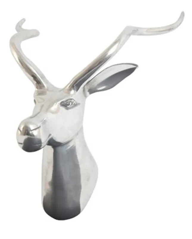 Designer Shine Deko Bock aus poliertem Aluminium - Wandfigur Saisonangebot