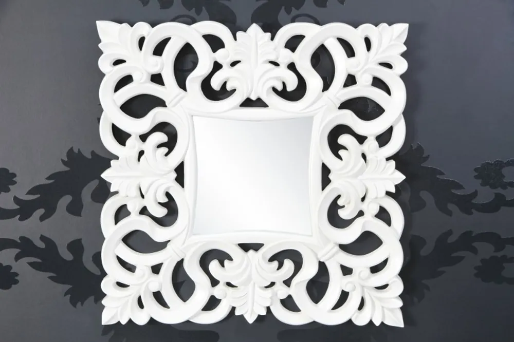 Barock Wandspiegel Weiss Antik, Höhe 76 cm, Breite 76 cm, Edel & Prunkvoll Versand Am Gleichen Tag