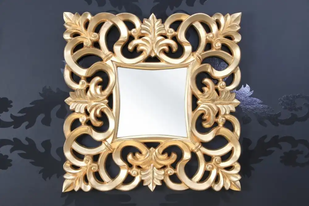 Mega-Angebot Prunkvoller Barock Wandspiegel 76 x 76 cm Gold - Goldener Spiegel quadratisch Barock Wandspiegel Gold Antik, Höhe 76 cm, Breite 76 cm, Edel & Prunkvoll