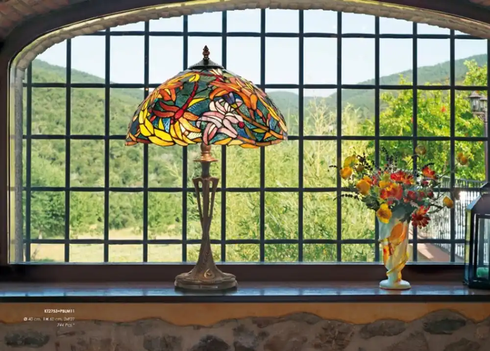 Nur Für Kurze Zeit Tiffany Hockerleuchte Höhe 60 cm, Durchmesser 40 cm, Leuchte Lampe Jugendstil Barock
