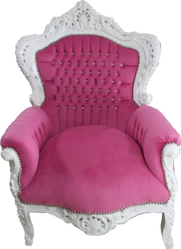 Jetzt Kaufen Casa Padrino Barock Sessel Rosa/Weiß mit Bling Bling Glitzersteinen - Limited Edition