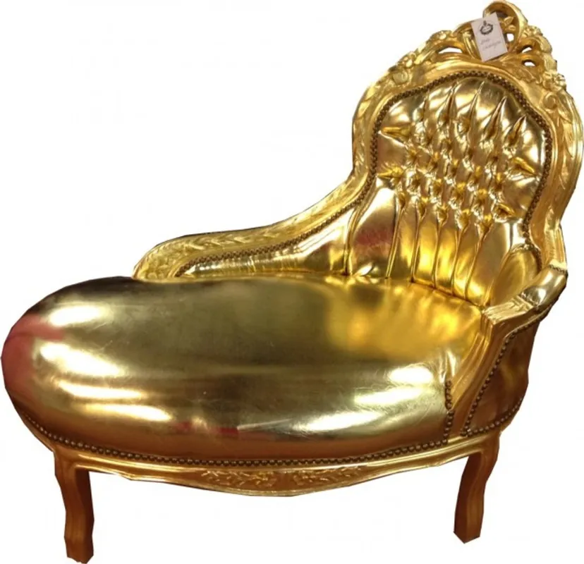Angebot Barock Kinder Chaiselongue Gold/Gold Lederoptik - Tron Barock Möbel