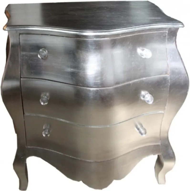 Casa Padrino Barock Kommode Silber 105 x 64 x 92.5 cm - Handgefertigtes Unikat Bestpreis