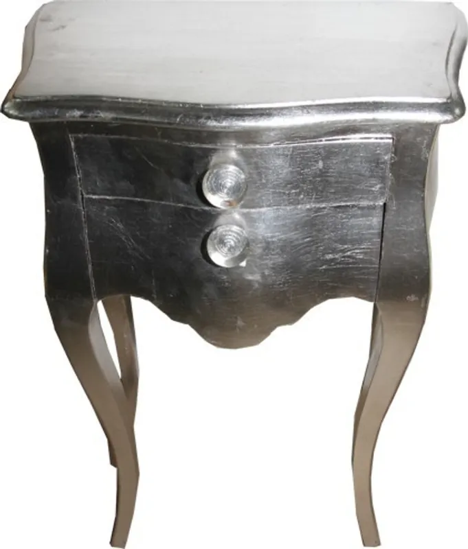 Neu Casa Padrino Barock Kommode Silber 72 x 50 x 30 cm - Nachtschränkchen - Nachtschrank