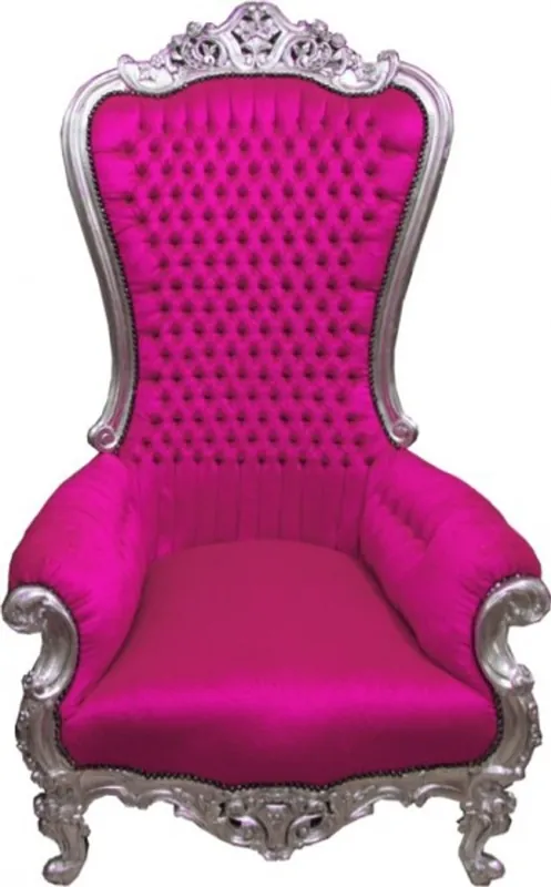 Casa Padrino Barock Thron Sessel Majestic Pink/Silber - Riesensessel - Thron Stuhl Wochenendangebot