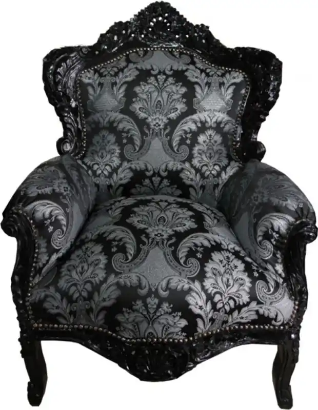 Markenware Barock Sessel King Schwarz Muster / Schwarz - Limited Edition Model