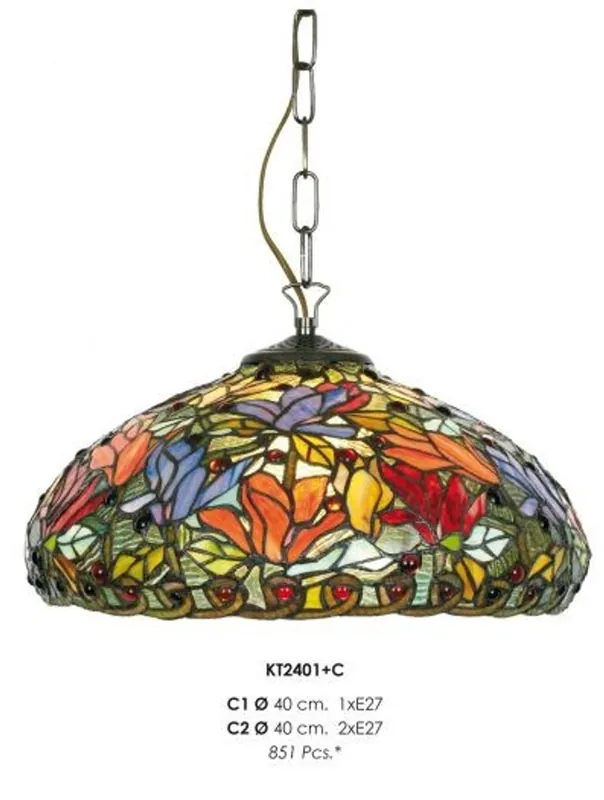 Handgefertigte Tiffany Pendelleuchte Hängeleuchte von Casa Padrino Durchmesser 40 cm, 1-Flammig - Leuchte Lampe Garantierte Lieferung