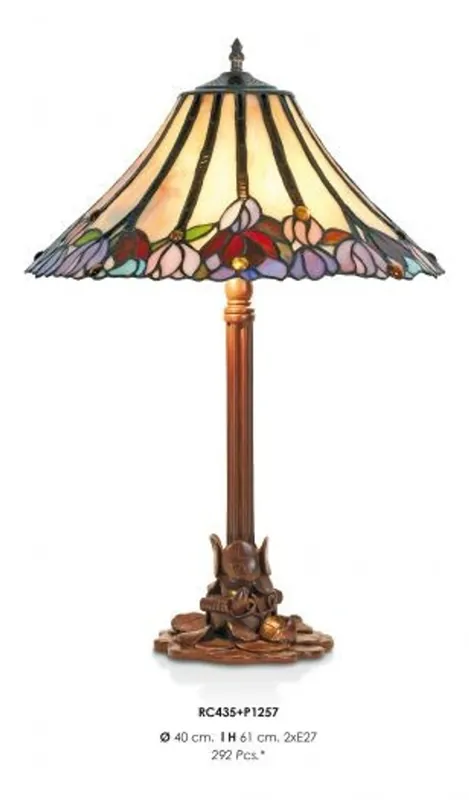 Highlight Handgefertigte Tiffany Hockerleuchte Tischleuchte Höhe 61 cm, Durchmesser 40 cm - Leuchte Lampe