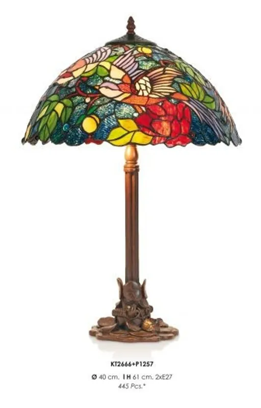 Handgefertigte Tiffany Hockerleuchte Tischleuchte Höhe 61 cm, Durchmesser 40 cm - Leuchte Lampe Saisonangebot