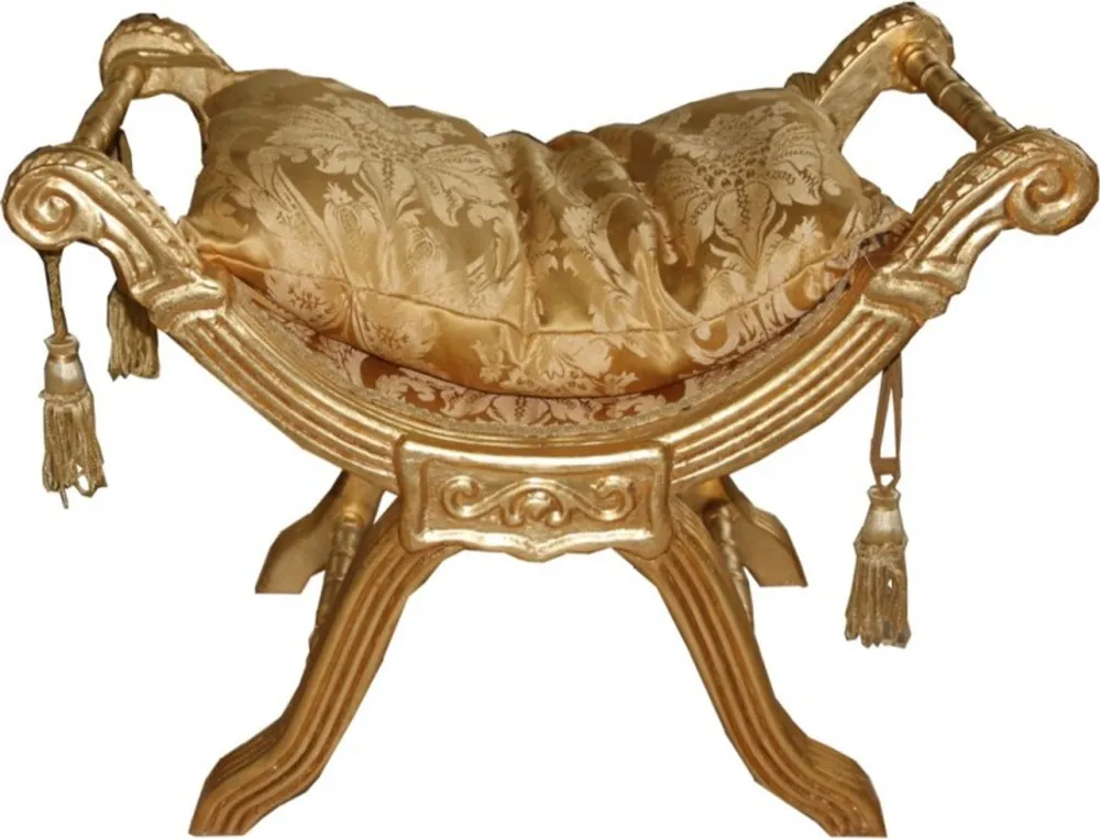 Begrenztes Angebot Casa Padrino Barock Sitzbank ModA1 Gold Muster / Gold - Barock Möbel
