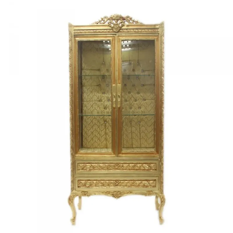 Casa Padrino Barock Vitrine Gold ModF4 - Doppel Vitrinenschrank Echt