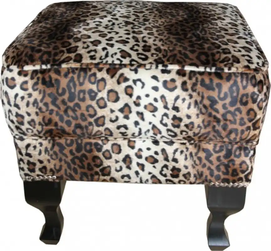 Casa Padrino Limited Edition Chesterfield Hocker Leopard - Club Möbel Kracherpreis
