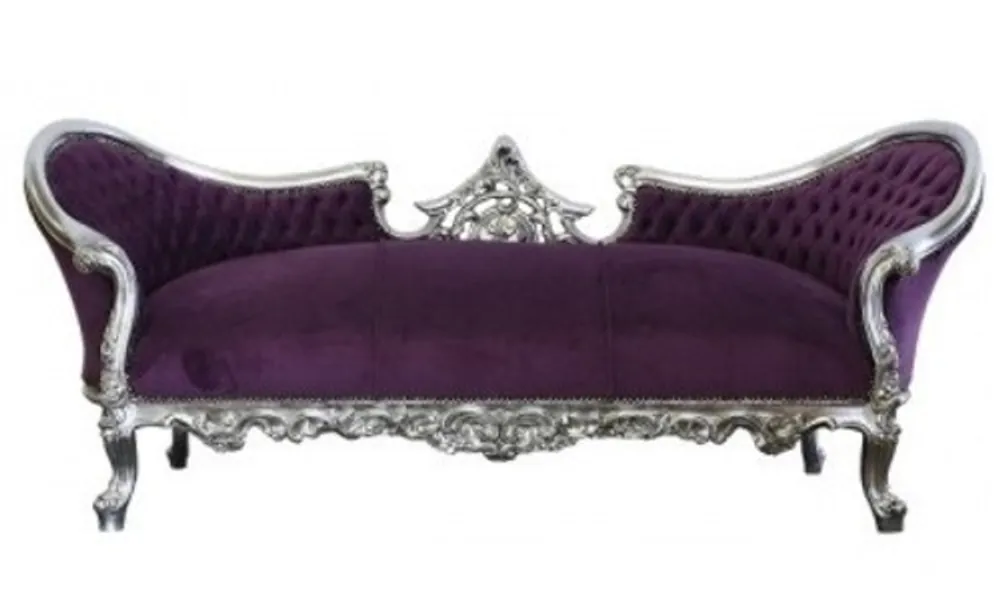 Garantierte Lieferung Casa Padrino Barock Sofa Vampire Lila/Silber