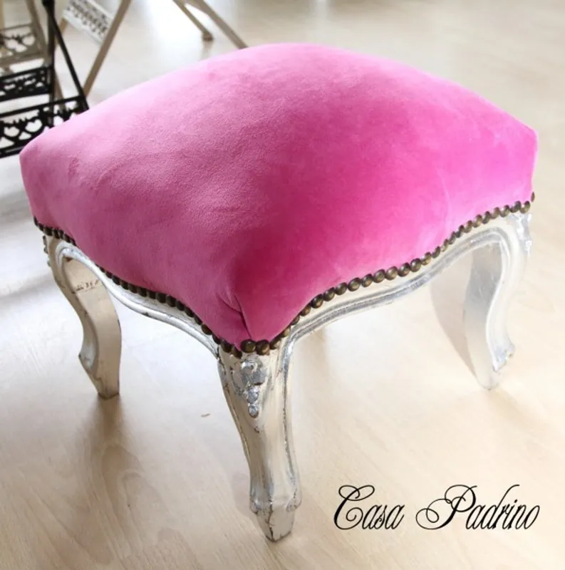 Bestpreis Casa Padrino Barock Fußhocker Rosa / Silber - Antik Stil Möbel - Hocker