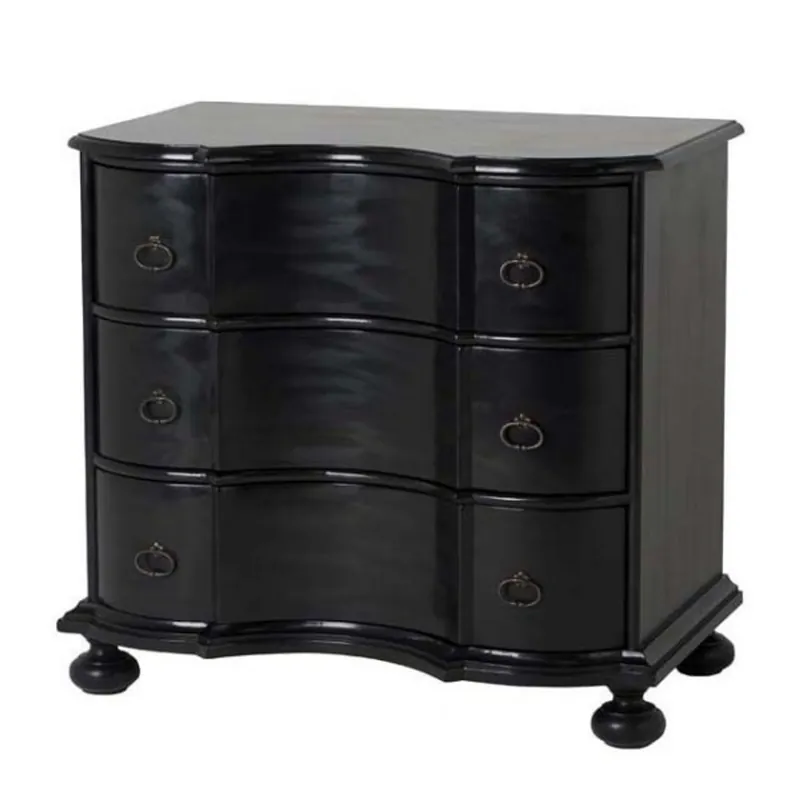 Luxus Barockstil Kommode in Schwarz mit 3 Schubladen Höhe 87 cm, Breite 94 cm, Tiefe 60 cm - Hochwertige Qualität Must-Have