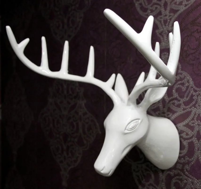Garantierte Lieferung Casa Padrino Designer Geweih Aluminium Weiß Hirsch Massiv & Schwer Alu Dekoration Wandgeweih Wandfigur Wanddekoration