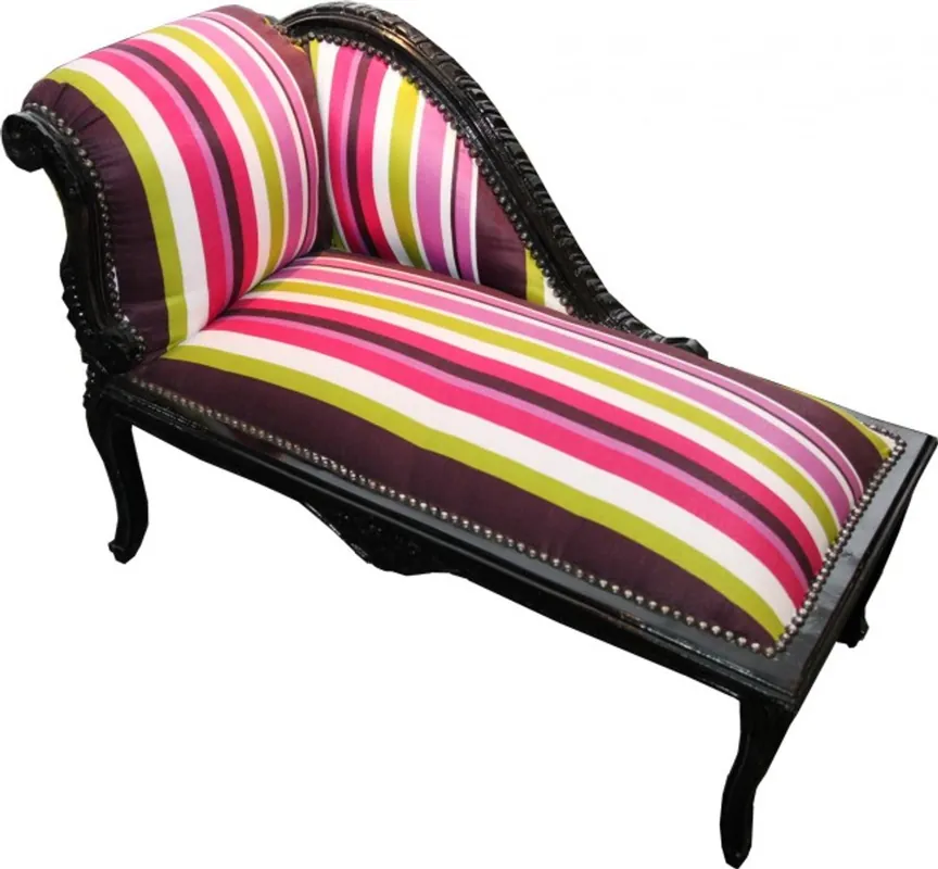Garantierte Lieferung Casa Padrino Barock Kinder Chaiselongue Bunte Streifen / Schwarz - Tron Barock Möbel