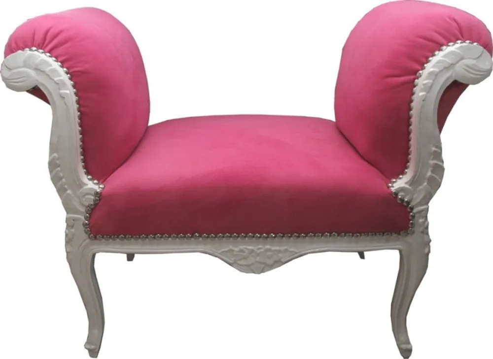 Bestseller Casa Padrino Barock Schemel Hocker Rosa / Weiß - Sitzbank