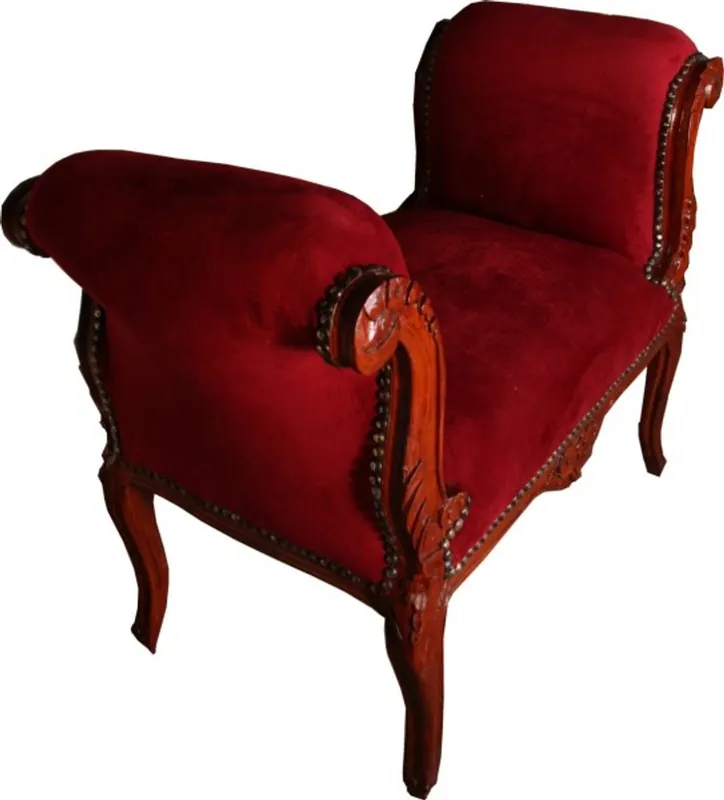 Billig Casa Padrino Barock Schemel Hocker Bordeaux / Braun - Sitzbank