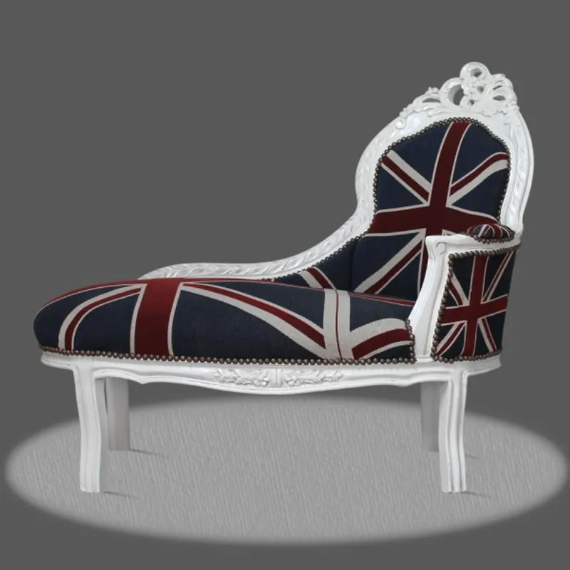 Casa Padrino Barock Kinder Chaiselongue Union Jack / Weiß - Recamiere Barock Möbel Highlight