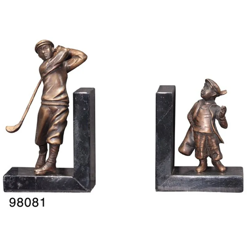 Neue Kollektion Casa Padrino Luxus Bücherstützen Golfer & Caddy aus Bronze auf Marmorsockel