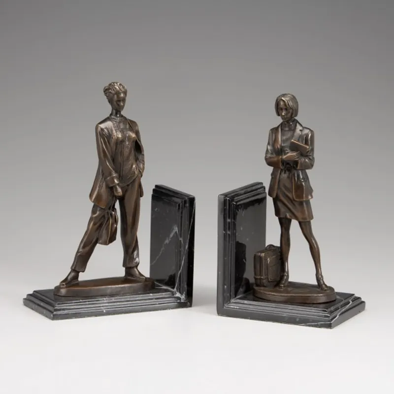 Casa Padrino Luxus Bücherstützen Ladies aus Bronze auf Marmorsockel - Bücherstütze - Book End Neue Kollektion
