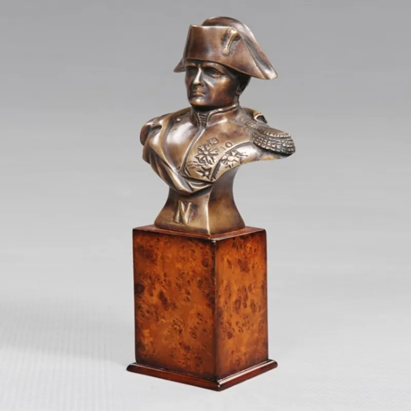 Nur Heute Casa Padrino Luxus Bronzefigur Napoleon auf Holzsockel - Bronze Figur Büste - Frankreich - Briefbeschwerer