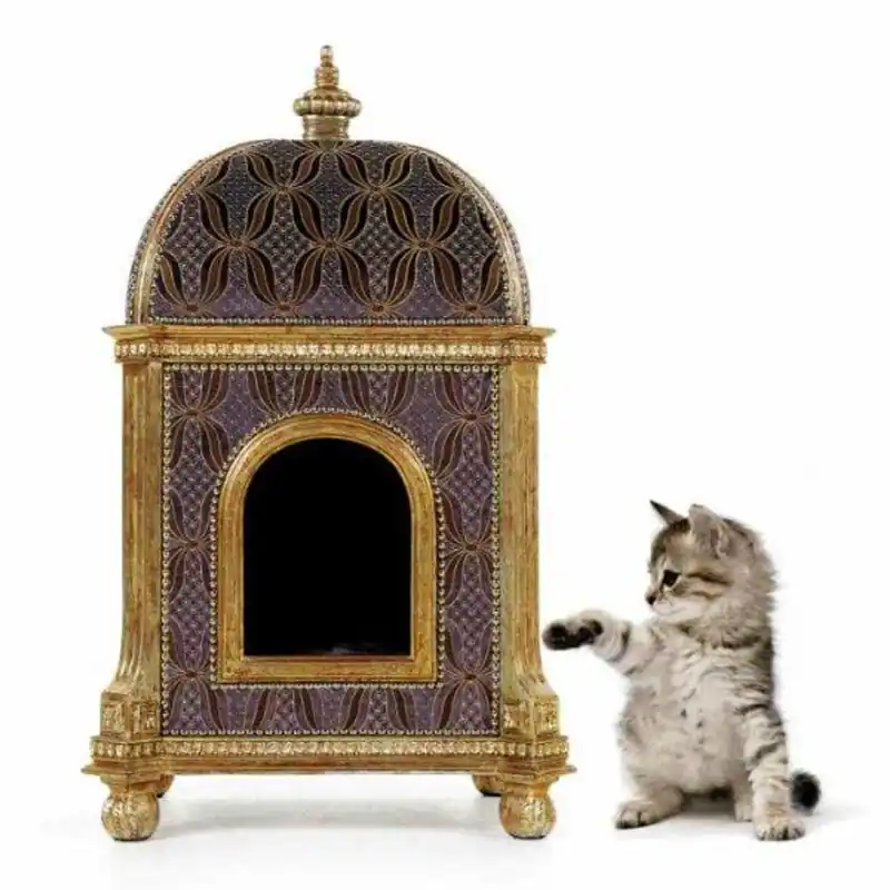Saisonangebot Casa Padrino Barock Luxus Katzenhaus Golden Temple - Möbel Katze Haus Sitz Tiermöbel