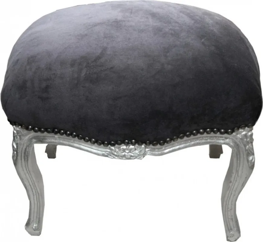 Sonderaktion Casa Padrino Barock Fußhocker Grau / Silber Medium - Hocker - Barock Stil Möbel Antik