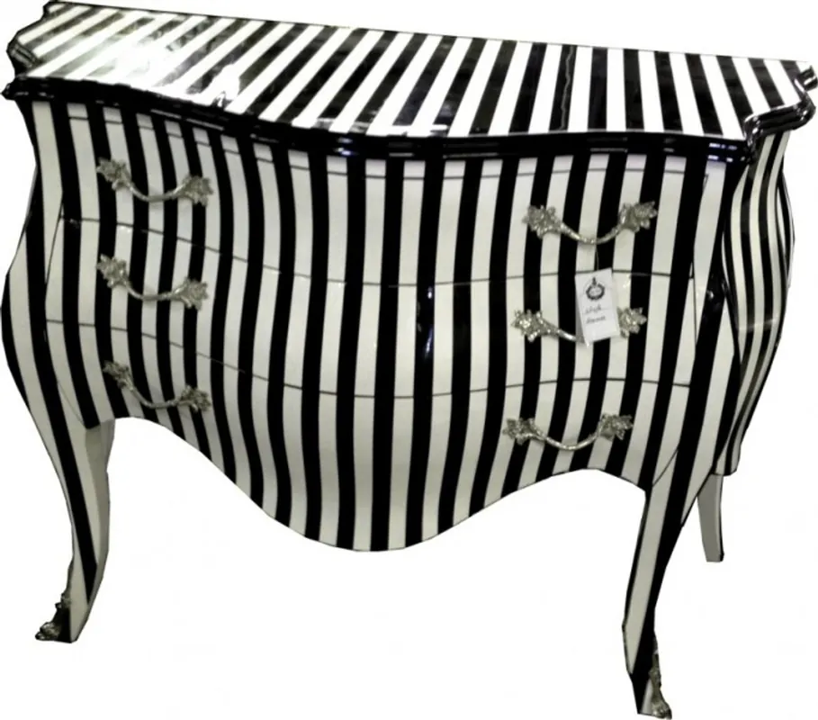 Sonderaktion Casa Padrino Barock Kommode Schwarz/Weiß Streifen 120cm