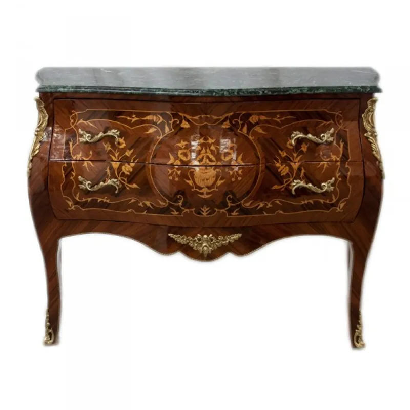 Casa Padrino Barock Kommode Braun Intarsien mit Marmorplatte 100cm Jetzt Bestellen