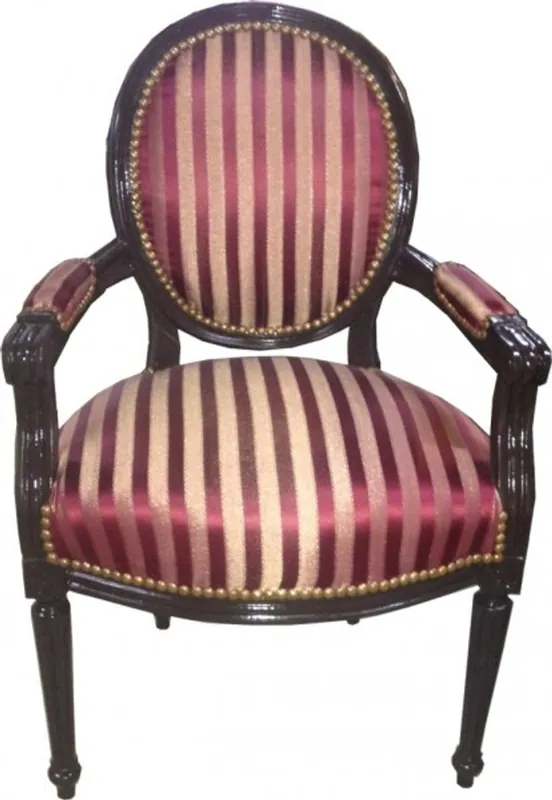 Salon Stuhl Bordeauxrot / Violett Streifen / Braun Mod2 Wochenendangebot