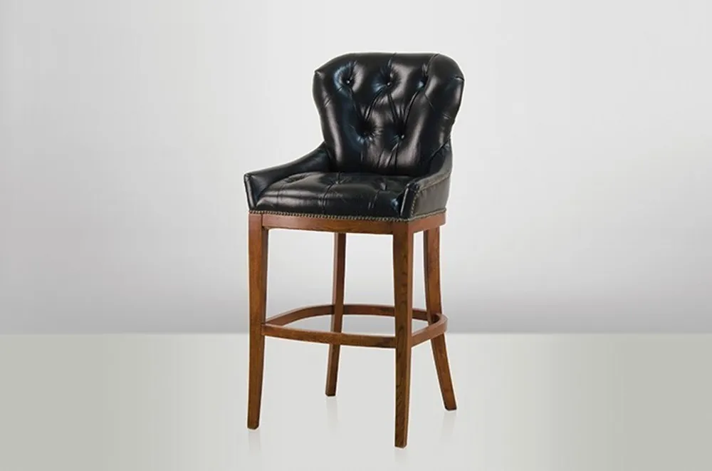 Markenprodukt Casa Padrino Luxus Echt Leder Barhocker - Bar Club Hocker Stuhl - Old Saddle Black