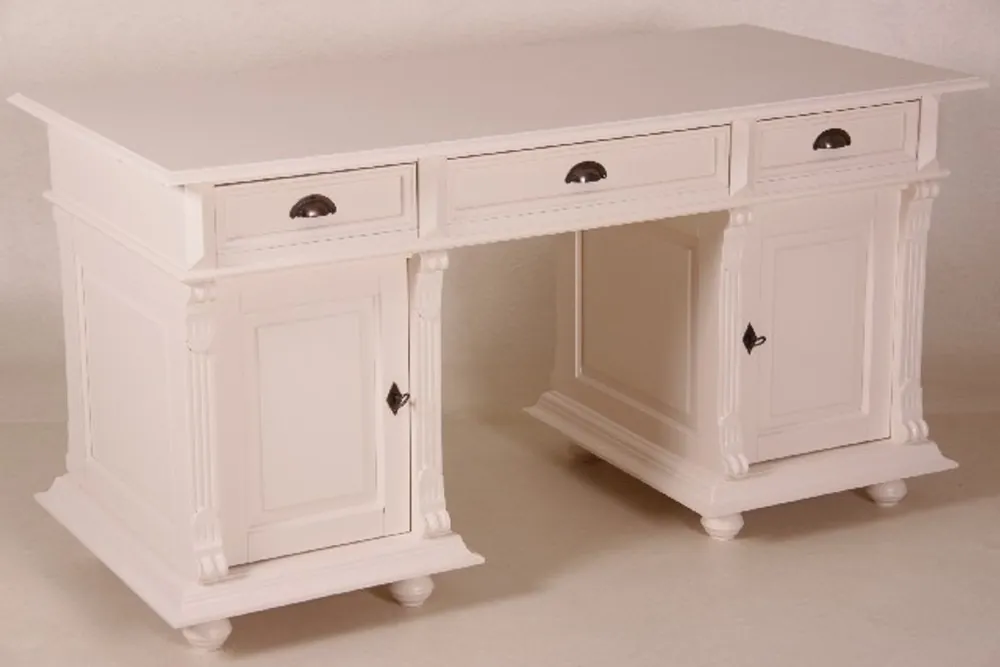 Casa Padrino Schreibtisch Kiefer Massiv England Creme - Englischer Schreibtisch - Antik Stil - Empire Jugendstil Barock Kolonial Shabby Chic Nur Heute