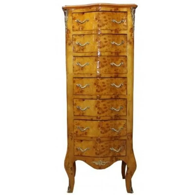 Casa Padrino Barock Kommode mit 7 Schubladen Hellbraun Modell - Mahagoni Sichere Zahlung