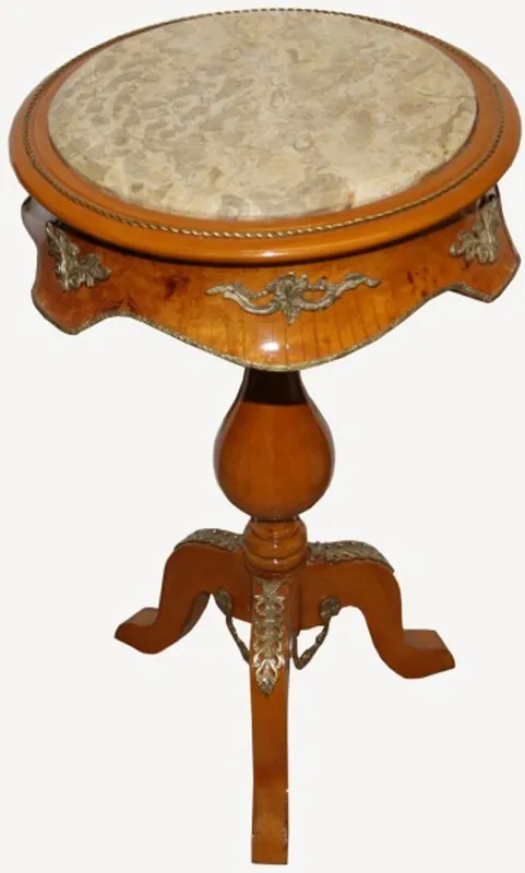 Barock Beistelltisch Modell Mahagoni Hellbraun mit Marmorplatte 70 x 42 cm Letzte Chance
