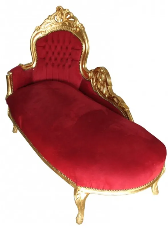 Preiswert Barock Chaiselongue "King" Bordeaux/Gold Interior