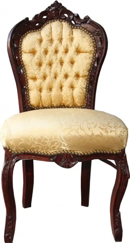 Casa Padrino Barock Esszimmer Stuhl Gold Muster / Braun - Barock Möbel Antik Stil Billig