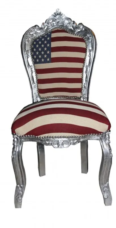 Casa Padrino Barock Esszimmer Stuhl USA Design / Silber Super-Preis
