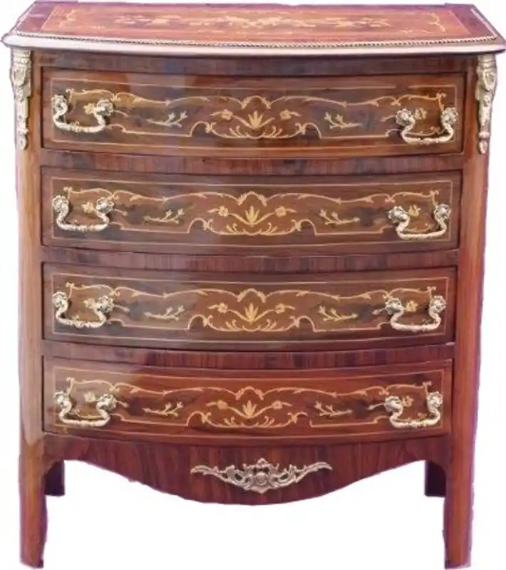 Preiswert Casa Padrino Barock Kommode mit 4 Schubladen Braun Intarsien H 89 cm, B 80 cm - Modell Mahagoni
