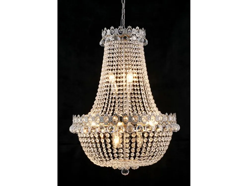 Barock Kronleuchter vernickelt mit Glaskristallen Länge 80 cm Durchmesser 60 cm Antik Stil - Möbel Lüster Leuchter Hängeleuchte Hängelampe Heißes Angebot