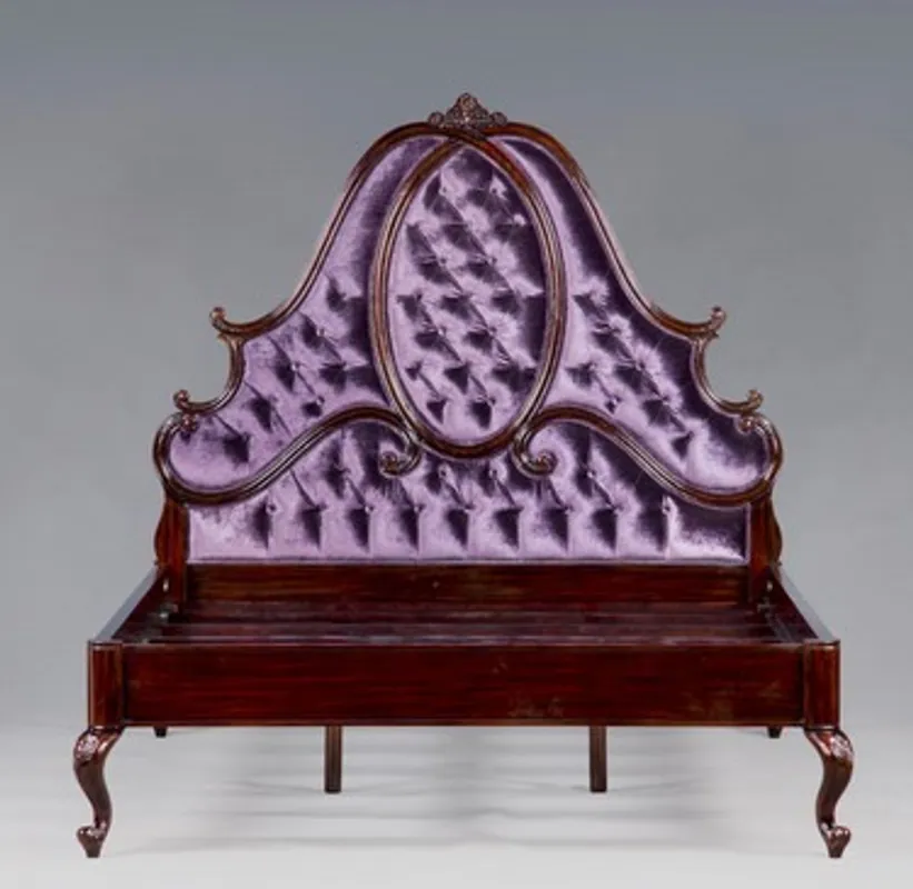 Casa Padrino Luxus Barock Bett Mahagoni Lila- Louis XV Französisches Luxus Bett Nur Heute