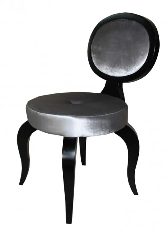 Preis Gesenkt Casa Padrino Barock Salon Stuhl Grau / Schwarz ohne Armlehnen - Designer Stuhl - Luxus Qualität