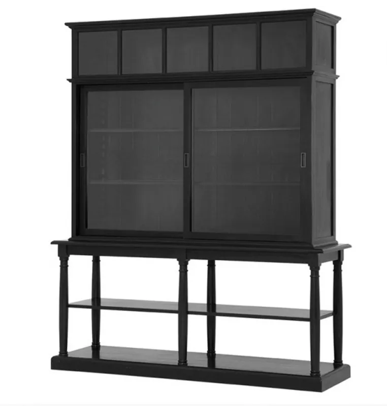 Casa Padrino Luxus Glas Vitrinen Schrank Schwarz Massivholz Bristol Wohnzimmer Schrank Barock Jugendstil Rokoko Vitrine Ladeneinrichtung Sofort Bestellen